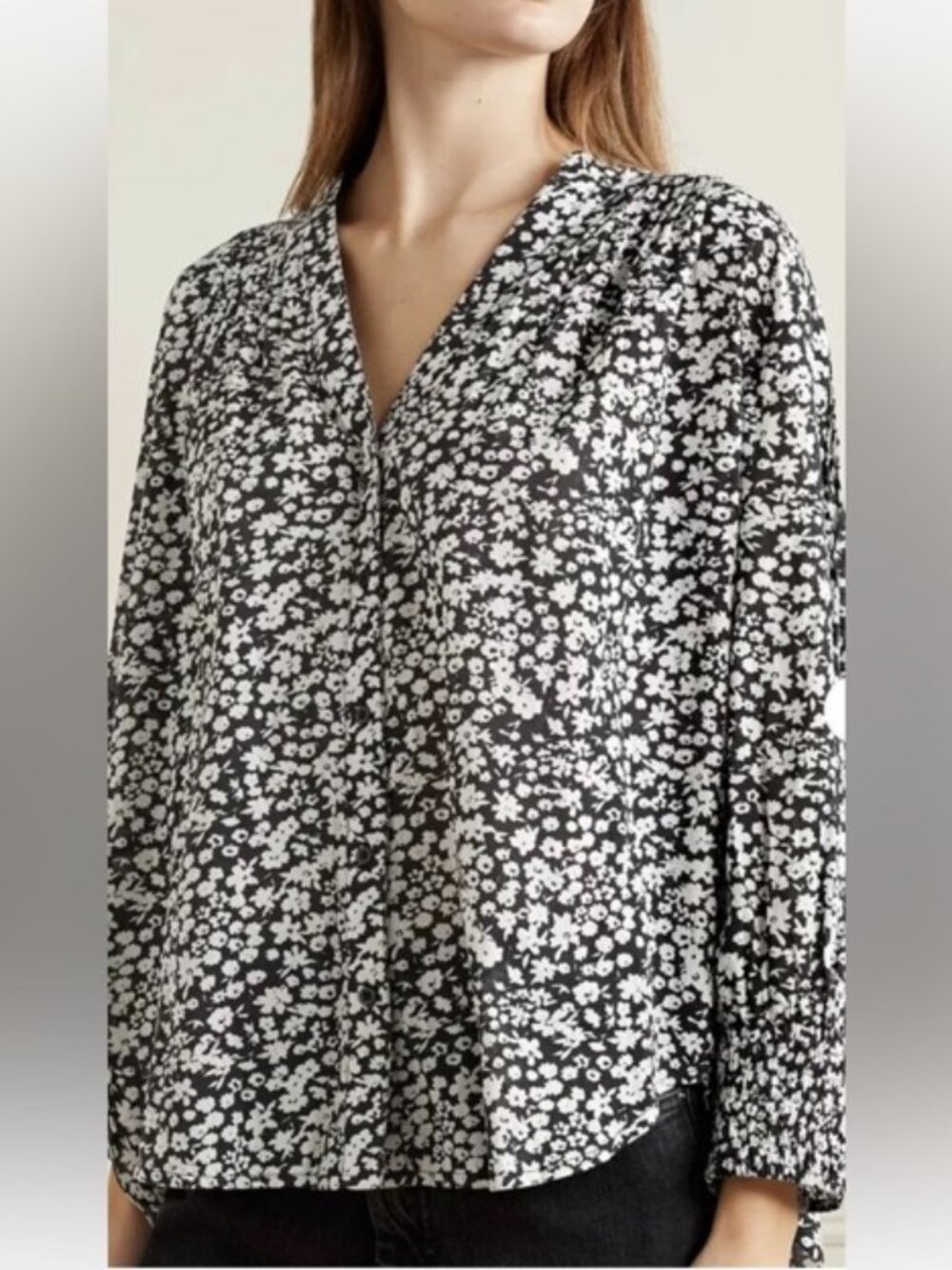 APIECE APART Yerba pintucked floral organic cotton-voile blouse Small